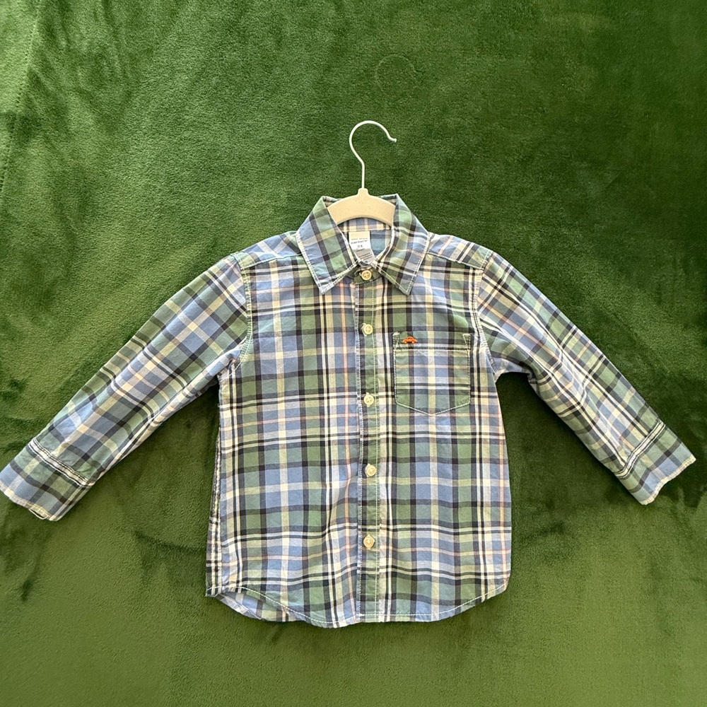 Carter's Blue and Green Plaid Button Down Shirt